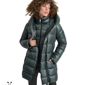 DKNY Women's Puffer Jacket - Deep Green